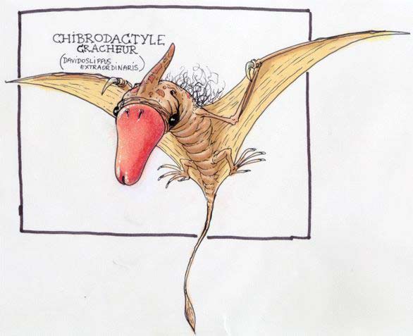 Dans la famille des dinosaures, je demande le Chibrodactyle Cracheur